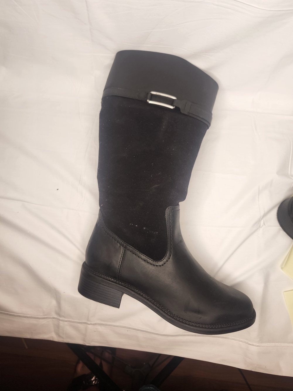Clarks Black Mixed-Material Mid-Calf Riding Boots
